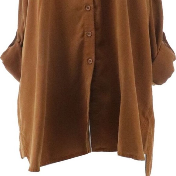 NWT SIDE STITCH BUTTON‎ FRONT TUNIC WITH POCKETS COPPER XS - Picture 2 of 10